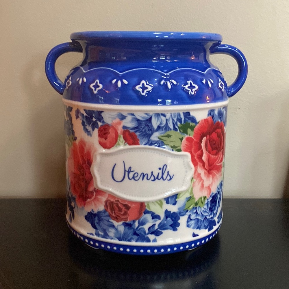 💙Host Pick 🎉 Pioneer Woman Large Utensil 🥄 Container 💐
